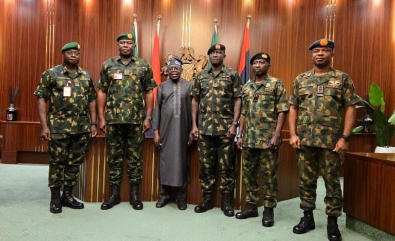 Tinubu Meets Newly Appointed Service Chiefs, Tasks Them On Renewed Security Strategy