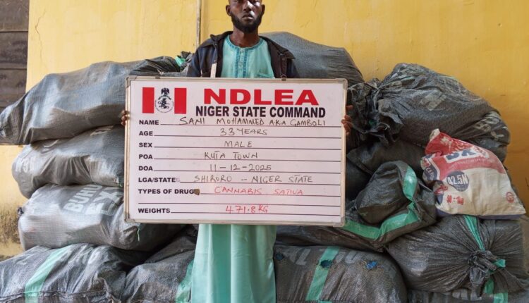 NDLEA Nabs fleeing bandits’ Drug Supplier in Niger, Seizes 471.8kg Skunk