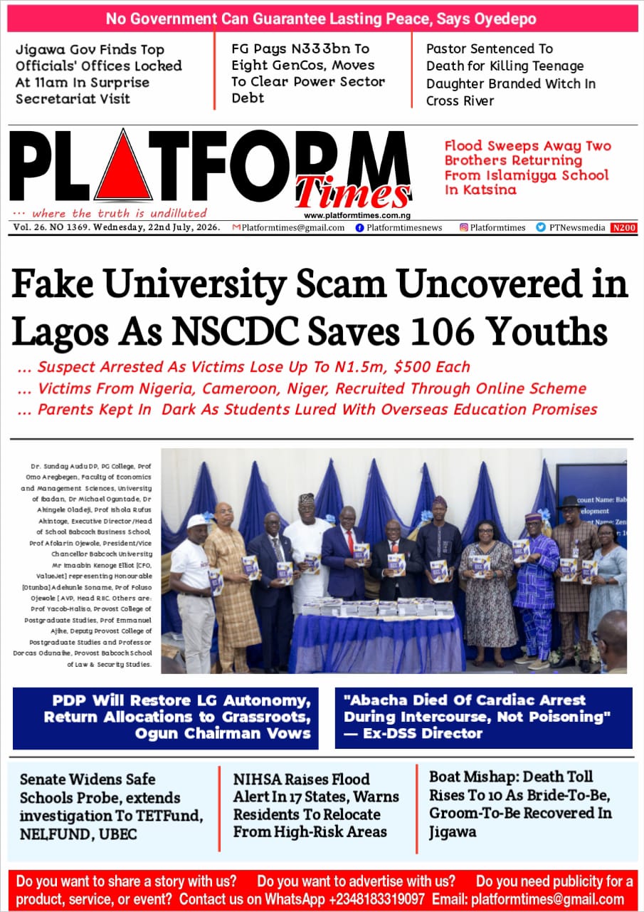 PLATFORM TIMES FRONT PAGE ON WEDNEDAY JULY22ND,2026 PLATFORM TIMES FRONT PAGE ON WEDNEDAY JULY22ND,2026