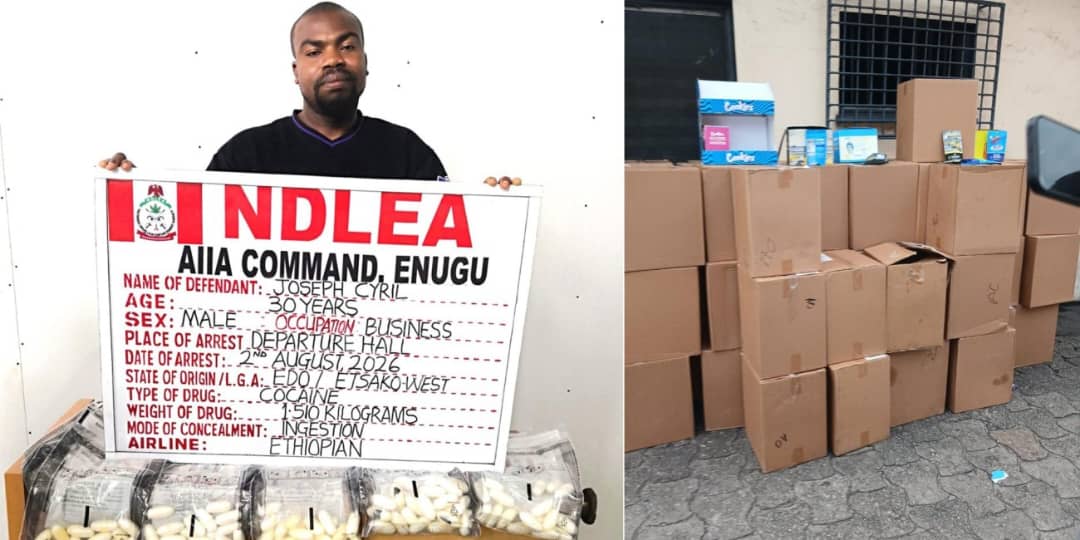 Italy-Based Nigerian Arrested After Excreting 98 Cocaine Pellets At Enugu Airport Italy-Based Nigerian Arrested After Excreting 98 Cocaine Pellets At Enugu Airport