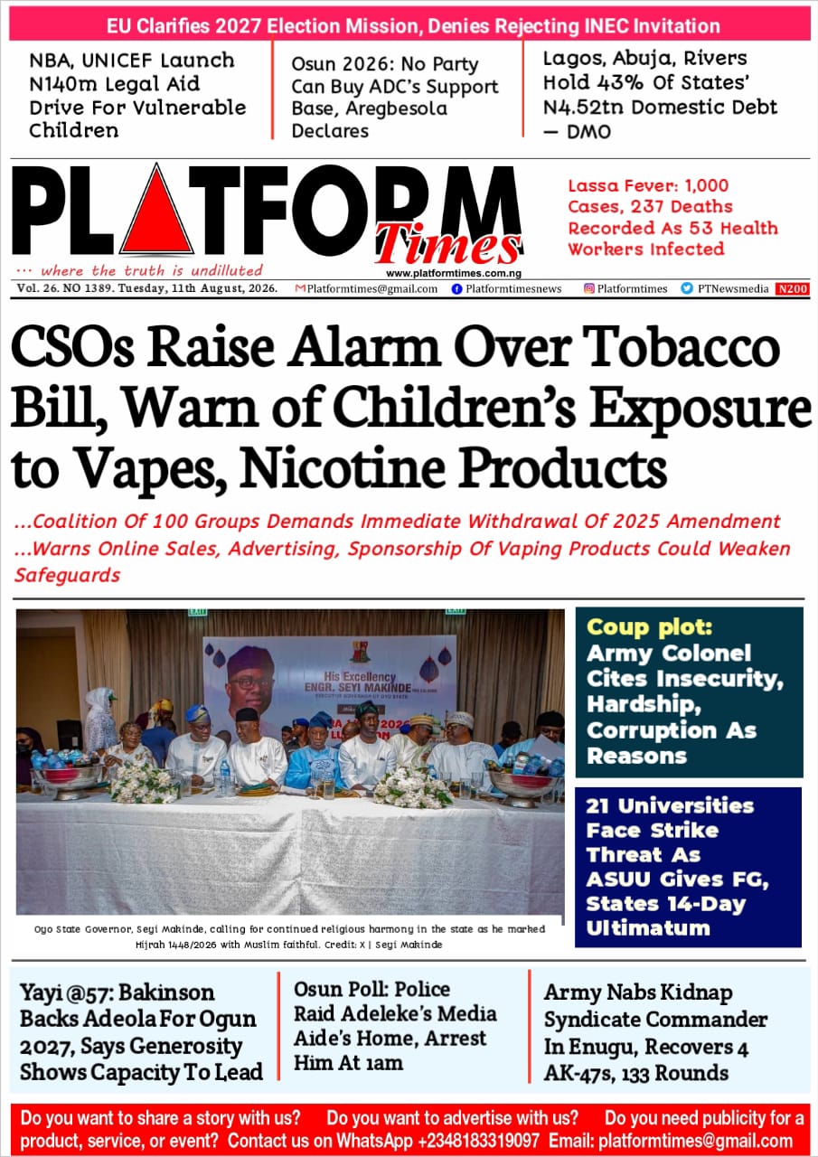 PLATFORM TIMES FRONT PAGE ON TUEDAY AUGUST 11TH, 2026 PLATFORM TIMES FRONT PAGE ON TUEDAY AUGUST 11TH, 2026