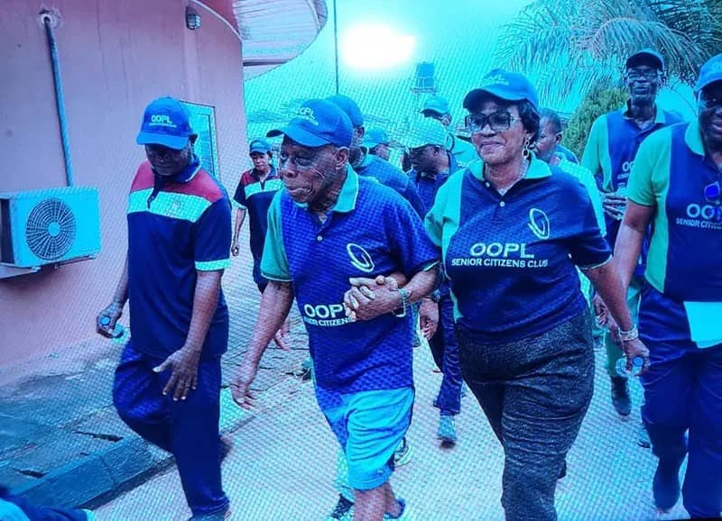 Obasanjo Leads 100 senior citizens on 2.5km fitness walk in Abeokuta Obasanjo Leads 100 senior citizens on 2.5km fitness walk in Abeokuta