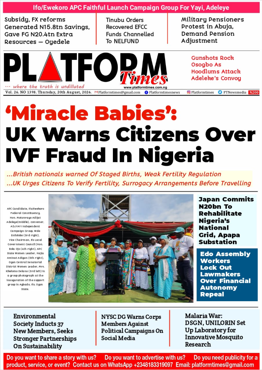 PLATFORM TIMES FRONT PAGE ON THURSDAY AUGUST 20TH, 2026 PLATFORM TIMES FRONT PAGE ON THURSDAY AUGUST 20TH, 2026